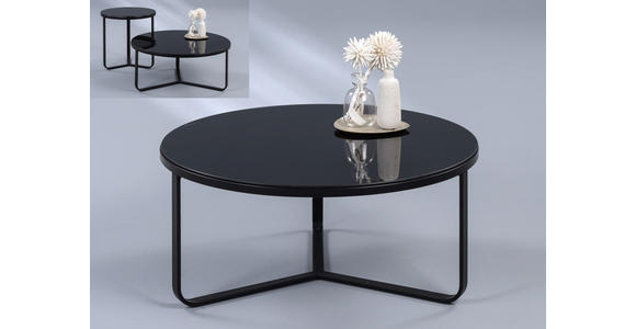 COUCHTISCH 80/80/35 cm rund Schwarz  - Schwarz, Design, Glas/Metall (80/80/35cm) - Xora