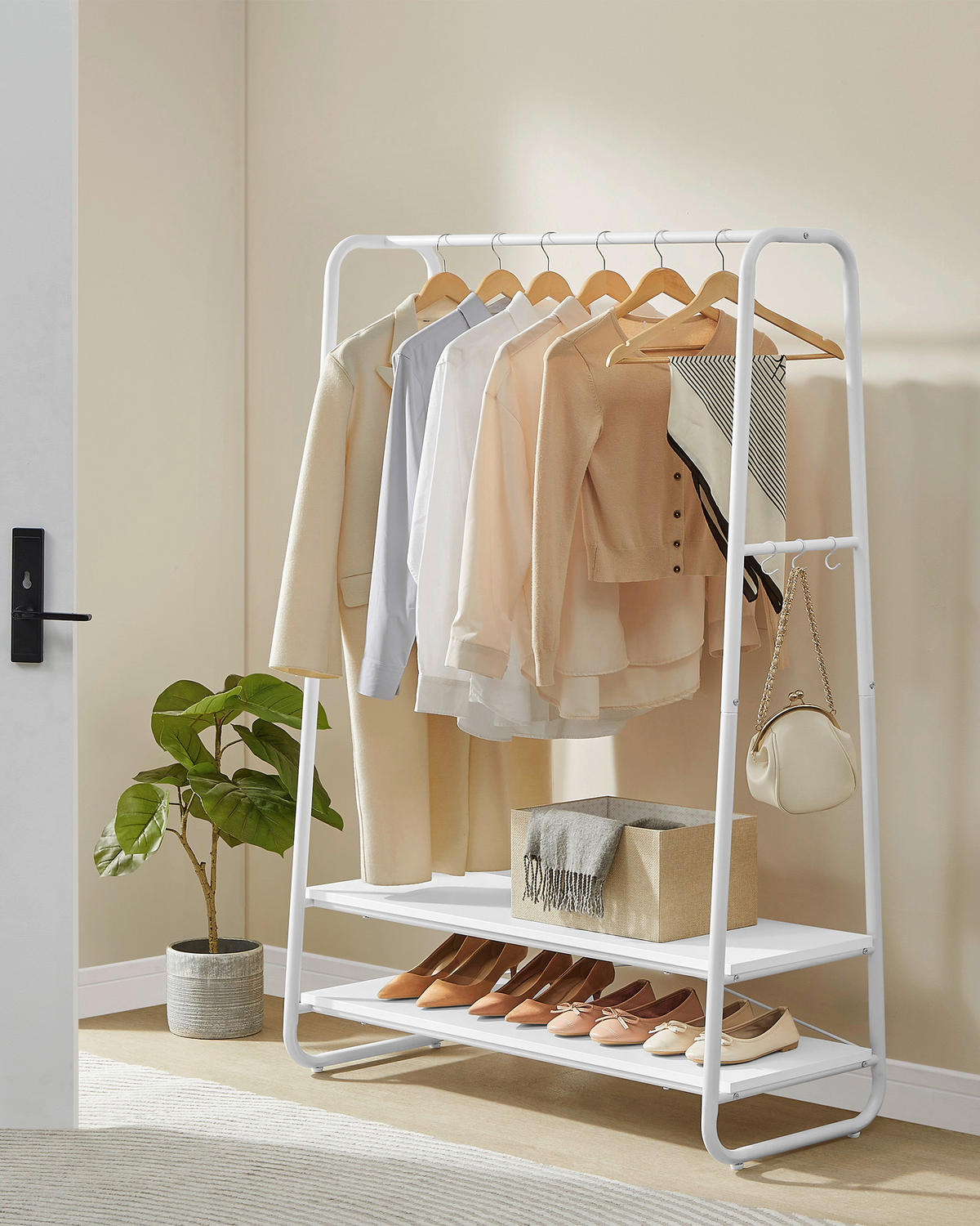 ŠATNÍ SKŘÍŇ, bílá, 100/160/45 cm - bílá, Basics, kov/kompozitní dřevo (100/160/45cm)