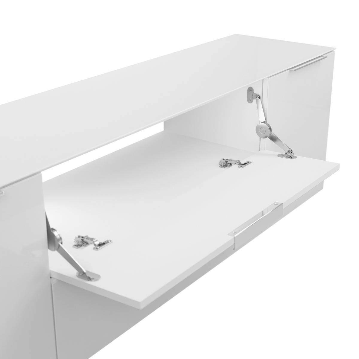 LOWBOARD Style  in 180/53,9/40 cm  - Chromfarben/Weiß Hochglanz, Basics, Glas/Holzwerkstoff (180/53,9/40cm)