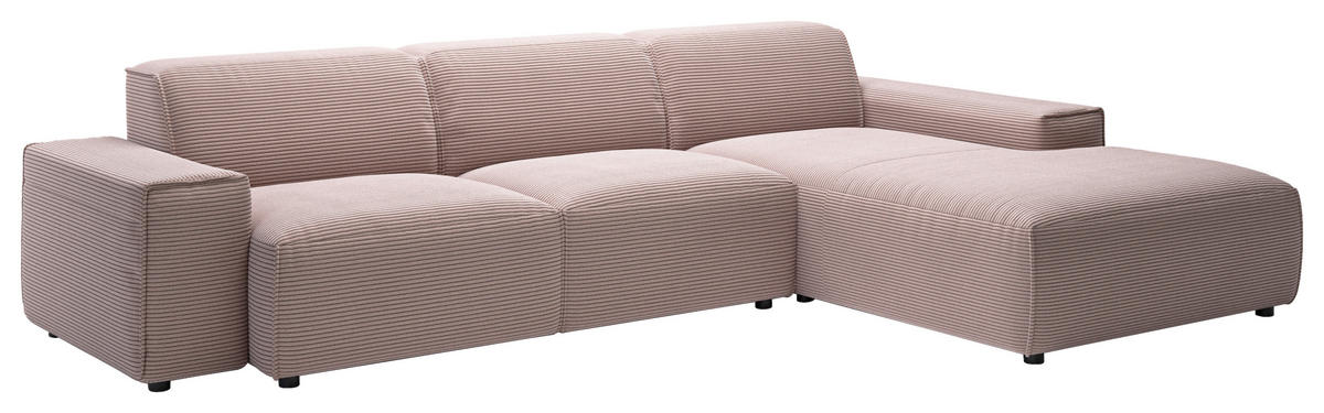 ECKSOFA 9125 Rosa Cord  - Schwarz/Rosa, Design, Kunststoff/Textil (300/189cm) - Pure Home Lifestyle