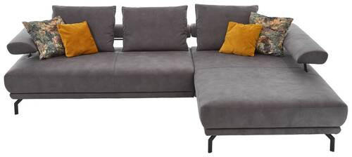 ECKSOFA in Mikrofaser Anthrazit  - Anthrazit/Schwarz, Design, Textil/Metall (305/224cm) - Dieter Knoll