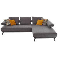 ECKSOFA in Mikrofaser Anthrazit  305/224 cm  - Anthrazit/Schwarz, Design, Textil/Metall (305/224cm) - Dieter Knoll