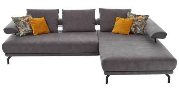 ECKSOFA Anthrazit Mikrofaser  - Anthrazit/Schwarz, Design, Textil/Metall (305/224cm) - Dieter Knoll