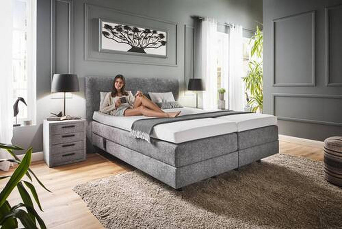 BOXSPRINGBETT 160/200 cm  in Grau  - Grau, KONVENTIONELL, Holz/Textil (160/200cm) - Dieter Knoll