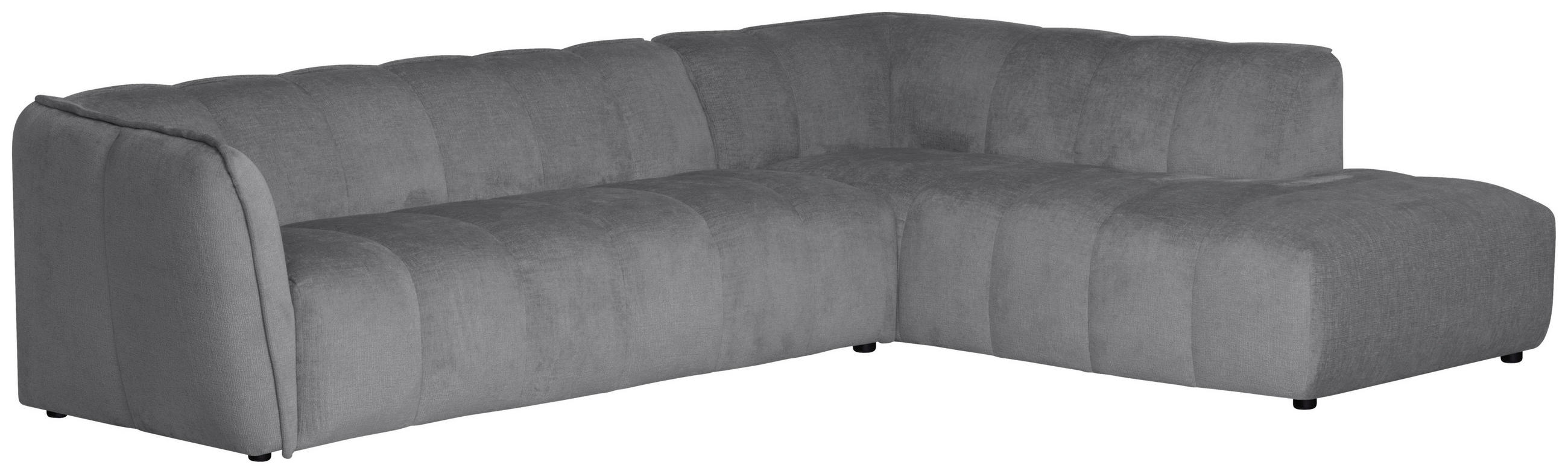 ECKSOFA Chenille Hellgrau  - Hellgrau/Schwarz, Design, Textil (290/218cm) - MID.YOU