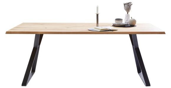 ESSTISCH in Holz, Metall 180/100/76 cm - Eichefarben/Schwarz, Natur, Holz/Metall (180/100/76cm) - Valnatura