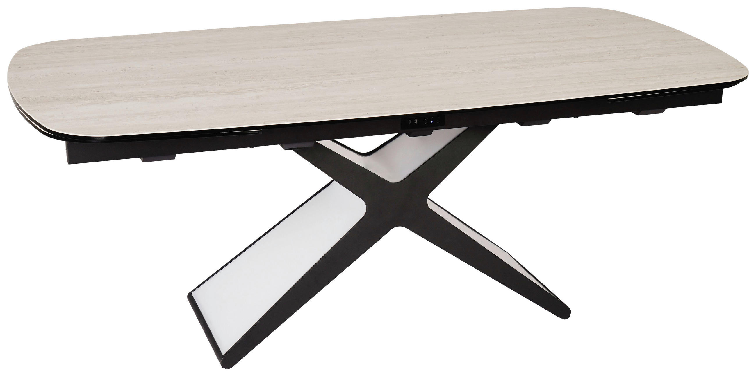 ESSTISCH 200-280/98/76 cm  Metall, Glas, Keramik ausziehbar rechteckig Schwarz, Taupe  - Taupe/Schwarz, Design, Glas/Keramik (200-280/98/76cm) - Belluti