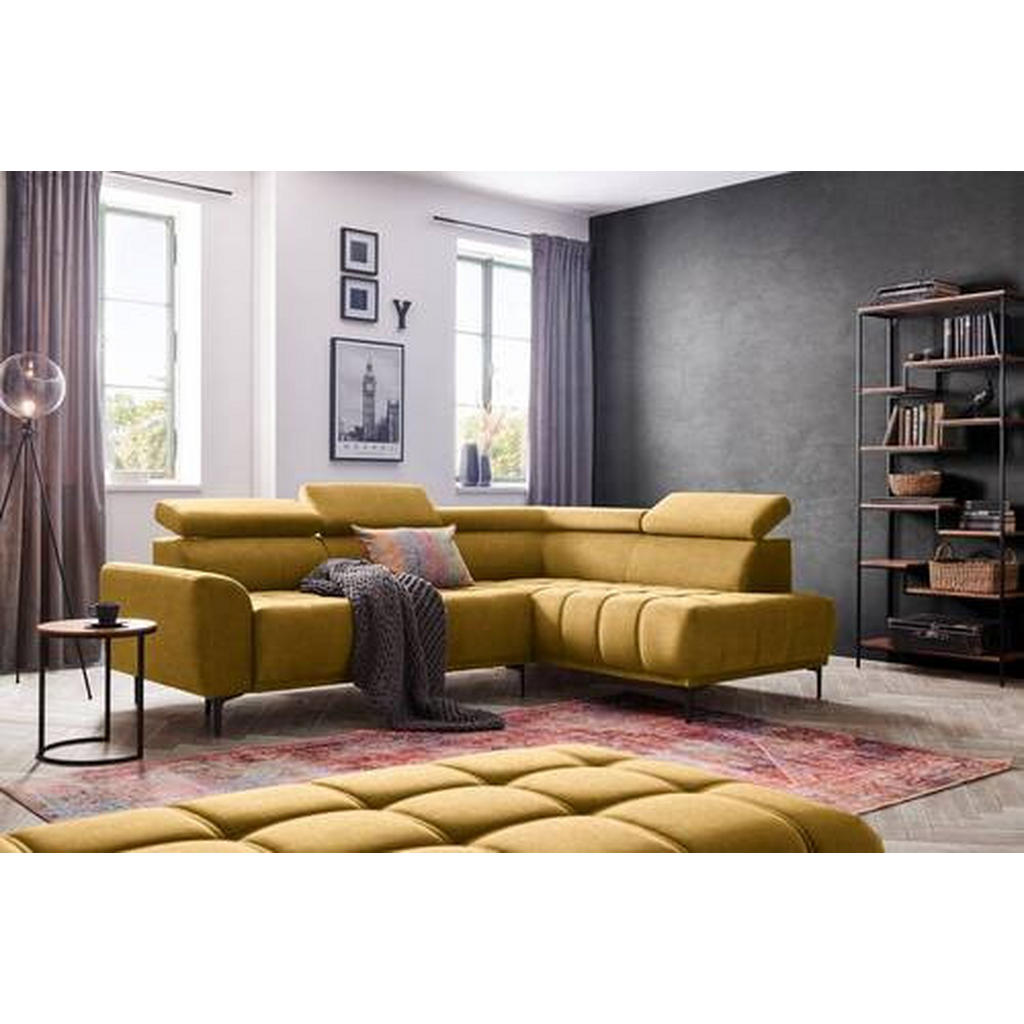 Thumbnail - Stylife Ecksofa, Gelb, Gold, Textil, 3-4-Sitzer, Ottomane rechts, L-Form, 261x191 cm, Typenauswahl, Stoffauswahl, seiten...
