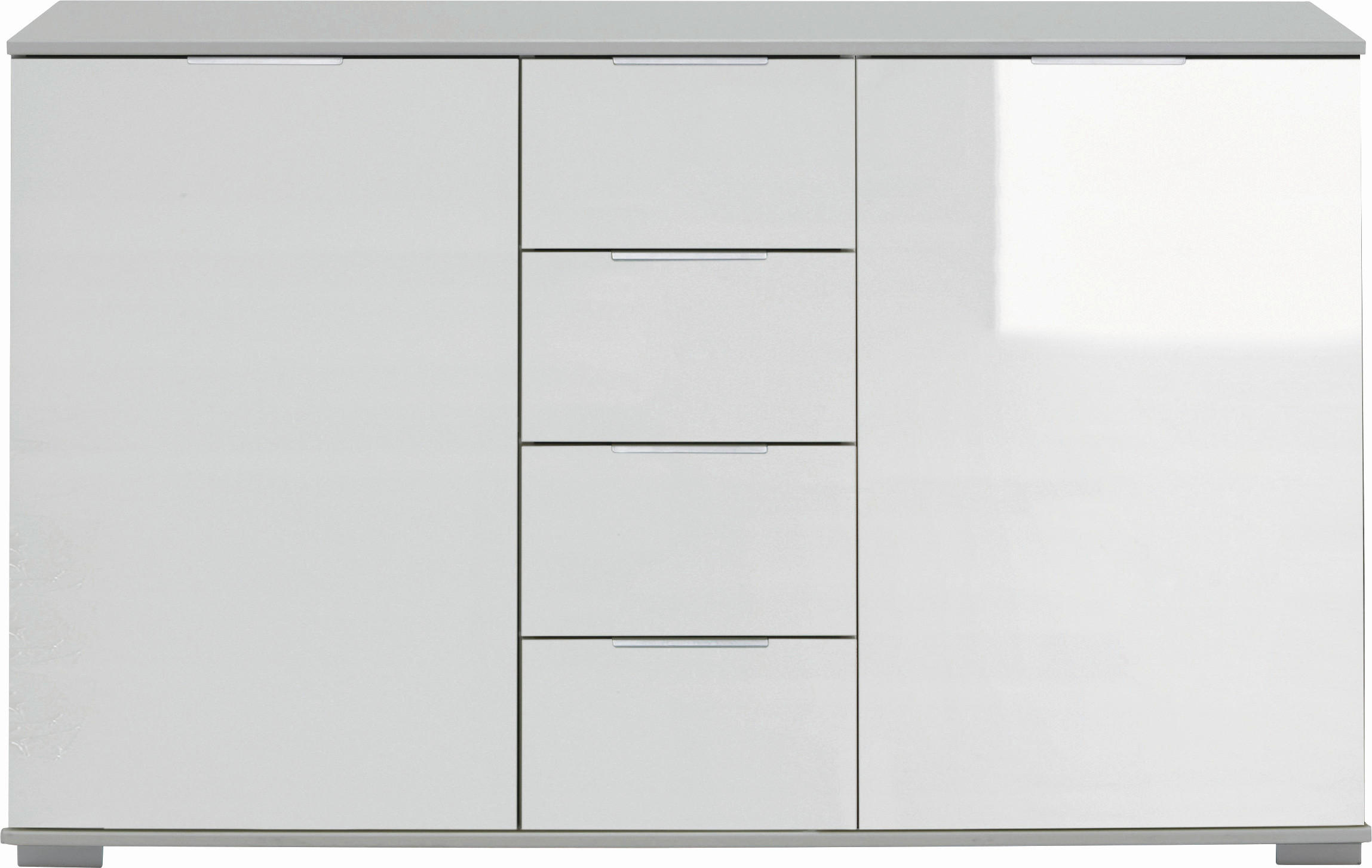 KOMMODE  in 130/83/41 cm  - Alufarben/Weiß, Design, Glas/Holzwerkstoff (130/83/41cm) - Carryhome