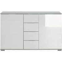 KOMMODE  in 130/83/41 cm  - Alufarben/Weiß, Design, Glas/Holzwerkstoff (130/83/41cm) - Carryhome