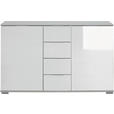 KOMMODE , 130/83/41 cm, 4 Schublade(n)  - Alufarben/Weiß, Design, Glas/Holzwerkstoff (130/83/41cm) - Carryhome