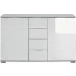 KOMMODE , 130/83/41 cm, 4 Schublade(n)  - Alufarben/Weiß, Design, Glas/Holzwerkstoff (130/83/41cm) - Carryhome