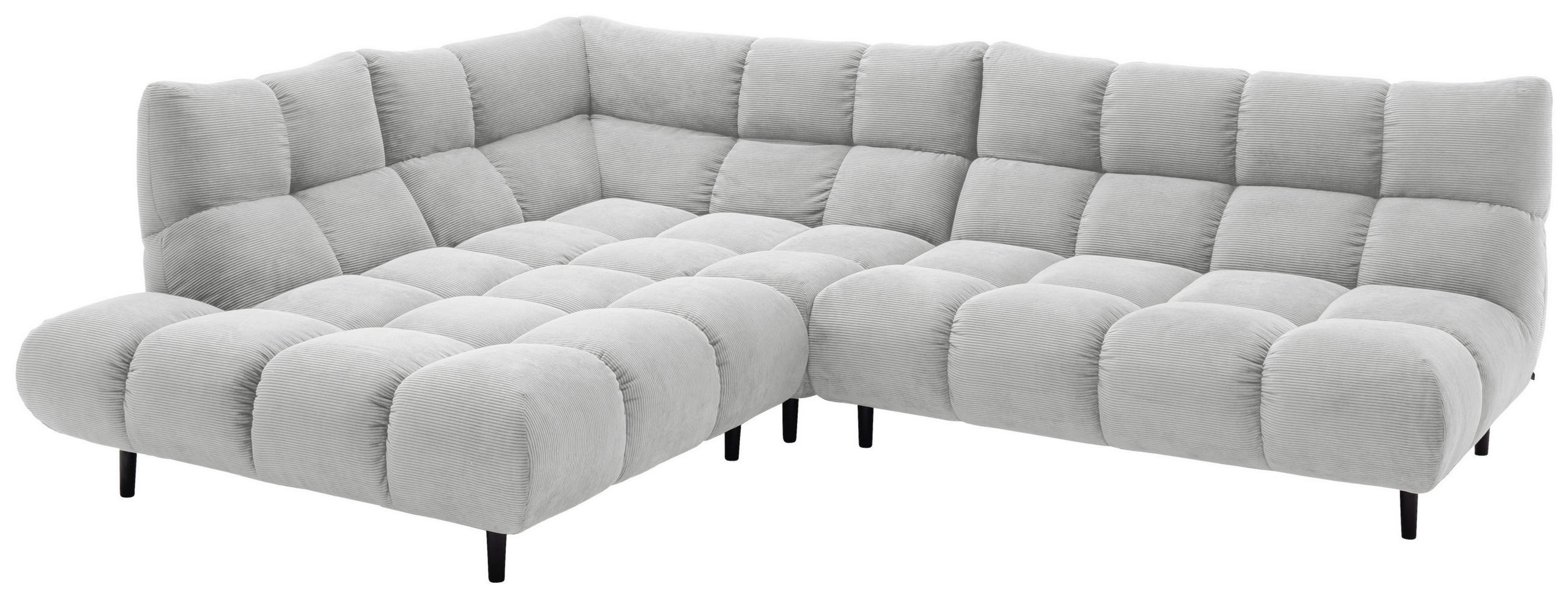 ECKSOFA Ottomane links, Eckteil  Silberfarben Feincord  - Silberfarben/Schwarz, Design, Holz/Textil (215/288cm) - Pure Home Lifestyle