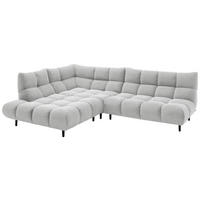 ECKSOFA Ottomane links, Eckteil  Silberfarben Feincord  - Silberfarben/Schwarz, Design, Holz/Textil (215/288cm) - Pure Home Lifestyle
