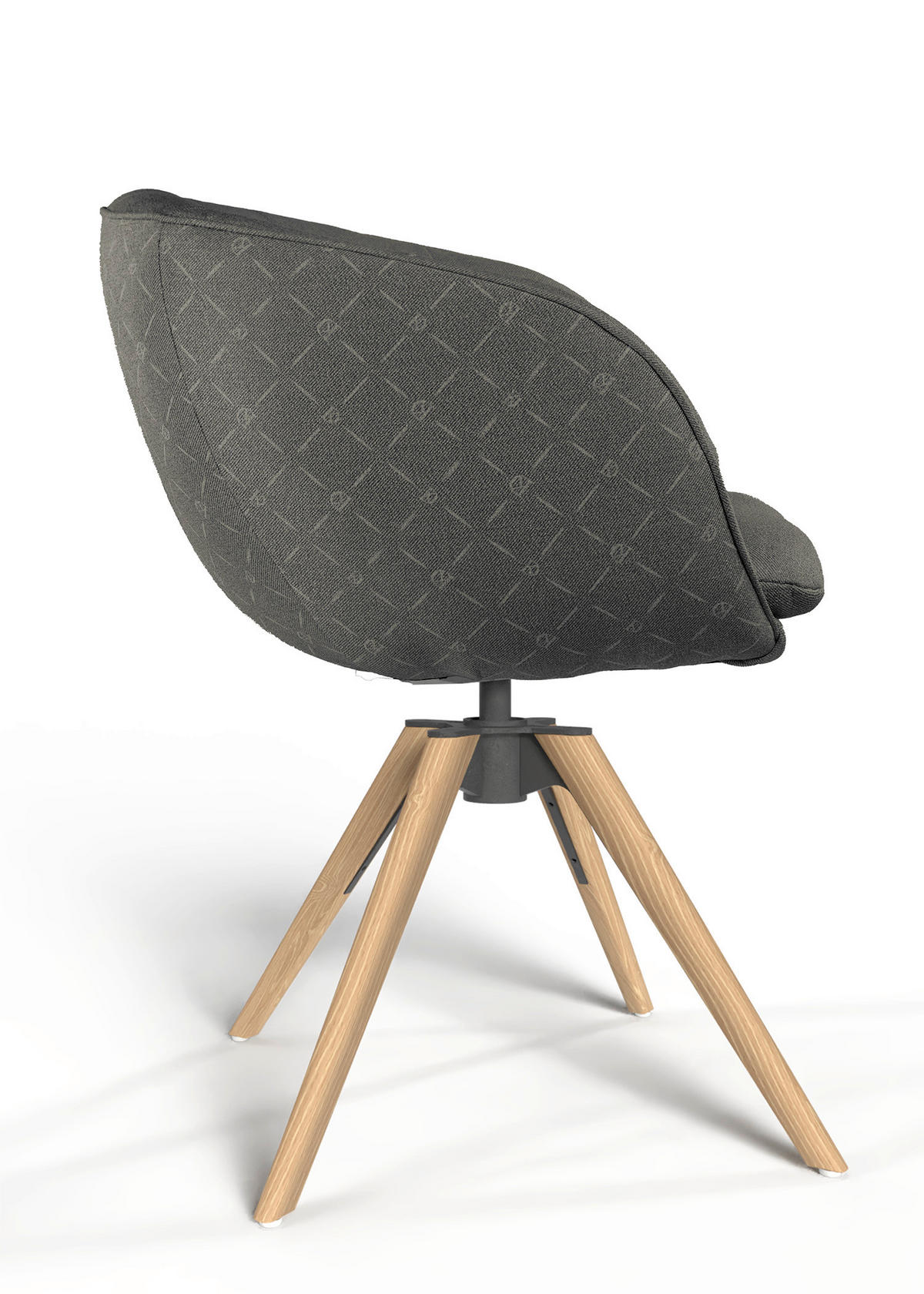 ARMLEHNSTUHL  Sitzfläche 360° drehbar, Gestellauswahl, ergonomische Rückenlehne, Stoff-/Lederauswahl Jacquard  Graphitfarben  - Eichefarben/Graphitfarben, Design, Holz/Textil (56/85/64cm) - Dieter Knoll
