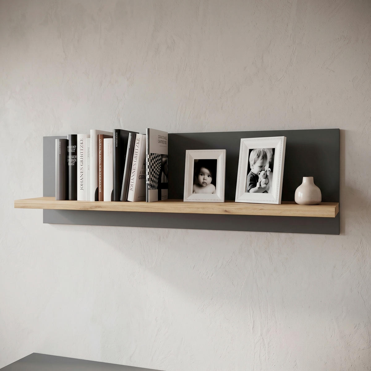 WANDREGAL  - Honigeiche/Anthrazit, Design, Holzwerkstoff (102/30/20cm) - MID.YOU