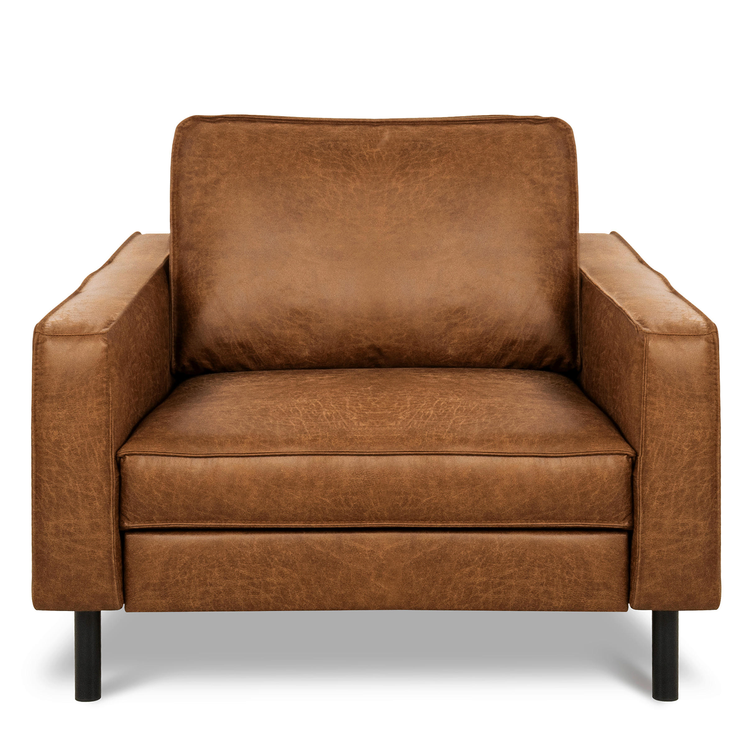 SESSEL in Lederlook Echtleder Hellbraun  - Hellbraun/Schwarz, Design, Leder/Textil (88/85/92cm) - Livetastic