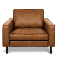 SESSEL in Lederlook Echtleder Hellbraun  - Hellbraun/Schwarz, Design, Leder/Textil (88/85/92cm) - Livetastic
