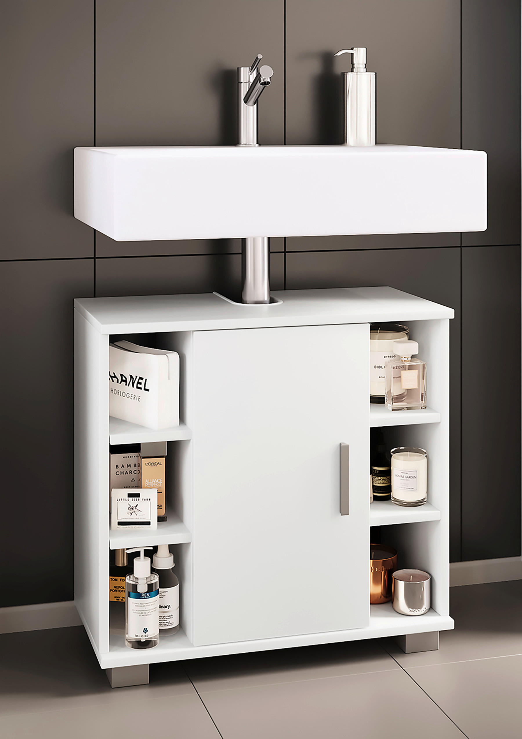 WASCHBECKENUNTERSCHRANK 60/57,7/30,4 cm  - Weiss/Grau, Modern, Holzwerkstoff/Kunststoff (60/57,7/30,4cm) - MID.YOU