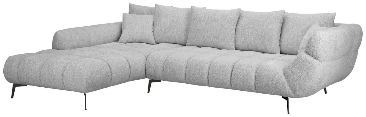 ECKSOFA Silberfarben Bouclé Zierkissen, Rückenkissen, Rücken echt  - Silberfarben/Schwarz, MODERN, Textil/Metall (217/318cm) - Carryhome