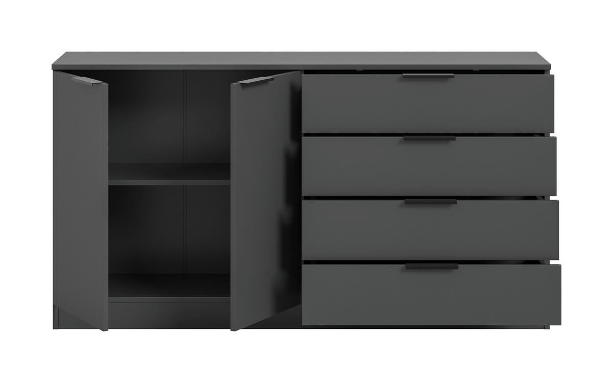 KOMMODE  in 148/80/35 cm  - Anthrazit/Schwarz, Design, Holzwerkstoff/Kunststoff (148/80/35cm) - Livetastic