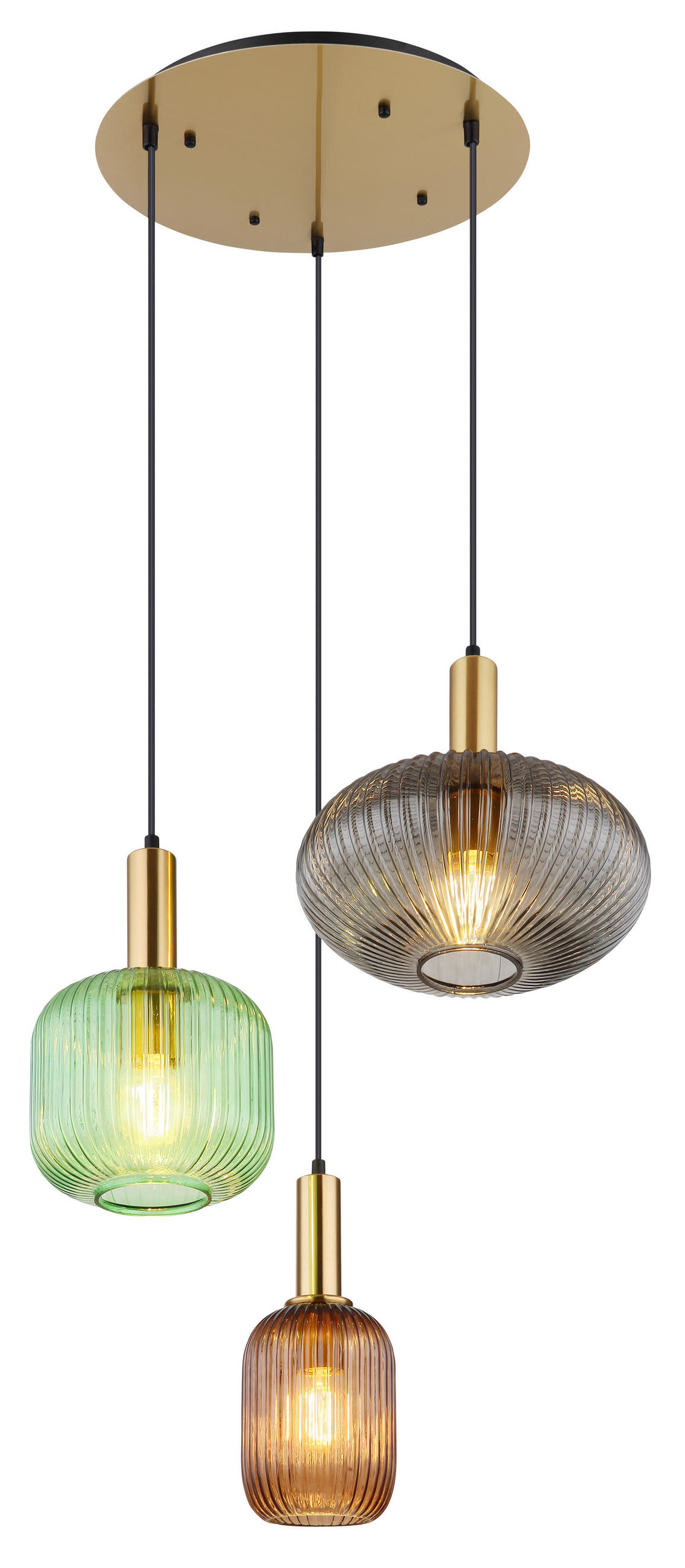 HÄNGELEUCHTE 55/130 cm    - Messingfarben/Grün, Design, Glas/Metall (55/130cm) - Globo
