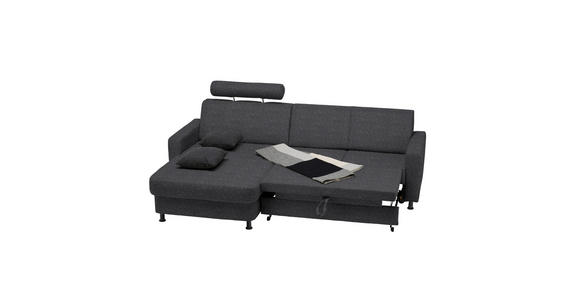 ECKSOFA in Webstoff Dunkelgrau  165/257 cm  - Dunkelgrau/Schwarz, Design, Kunststoff/Textil (165/257cm) - Xora