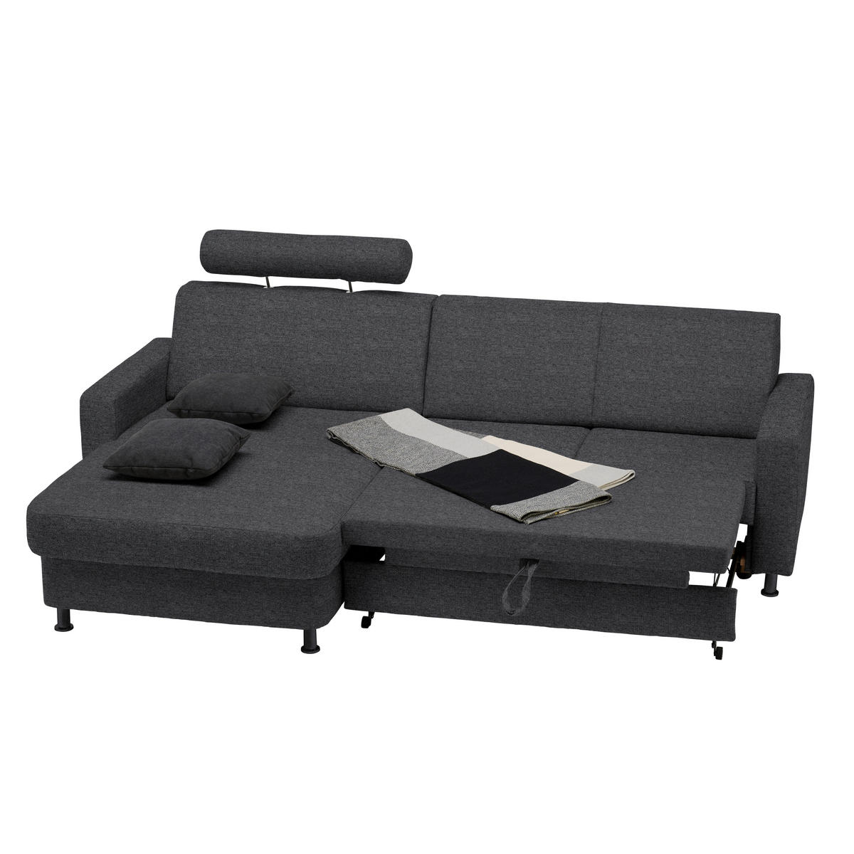ECKSOFA in Webstoff Dunkelgrau  - Dunkelgrau/Schwarz, Design, Kunststoff/Textil (165/257cm) - Xora