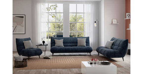 3-SITZER-SOFA in Mikrofaser Dunkelblau  - Schwarz/Dunkelblau, KONVENTIONELL, Textil/Metall (230/100/101cm) - Hom`in