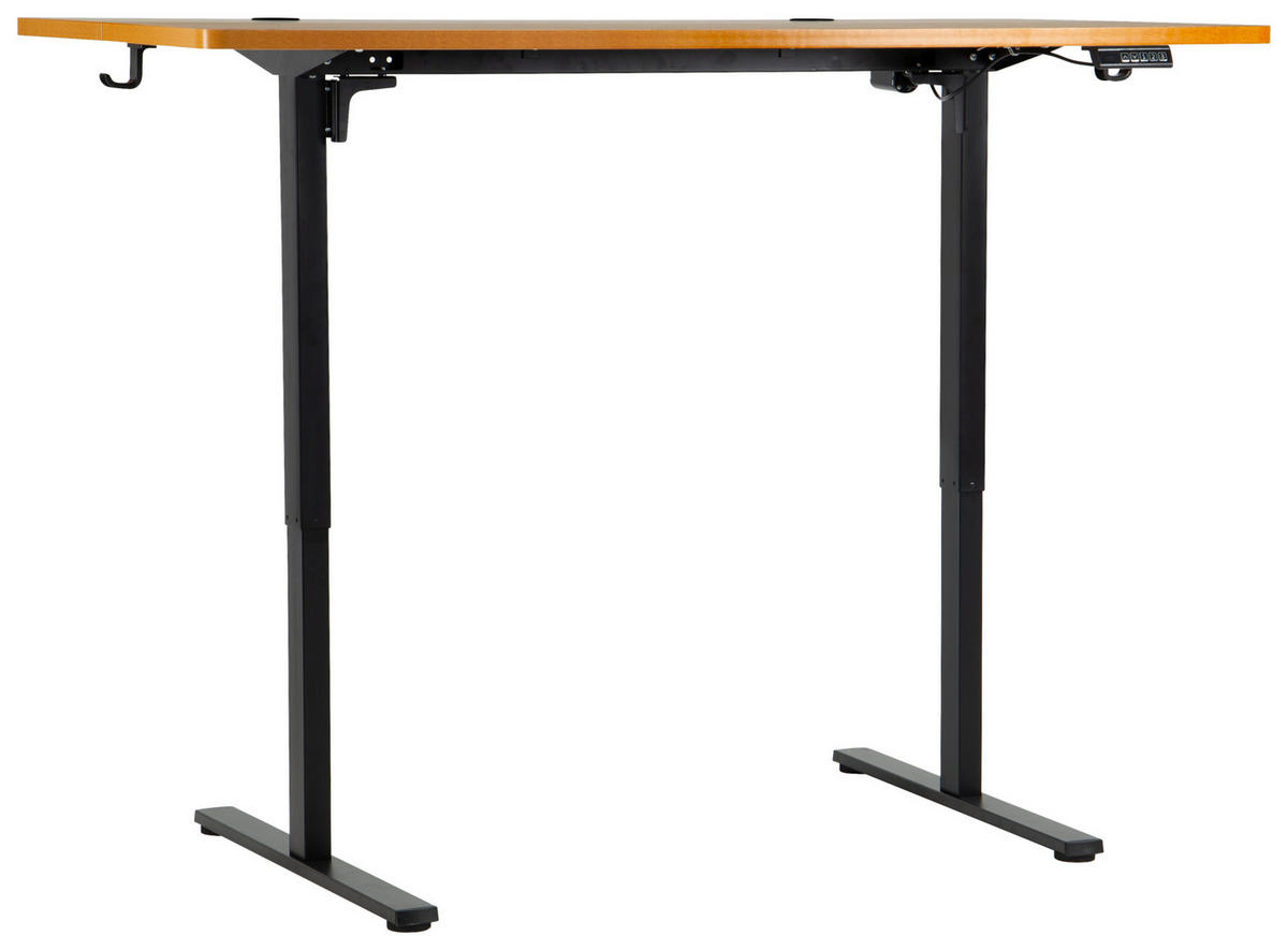 SCHREIBTISCH 160/80/72/118 cm Schwarz, Eichefarben höhenverstellbar elektrisch höhenverstellbar  - Eichefarben/Schwarz, Modern, Holzwerkstoff/Metall (160/80/72/118cm) - Livetastic