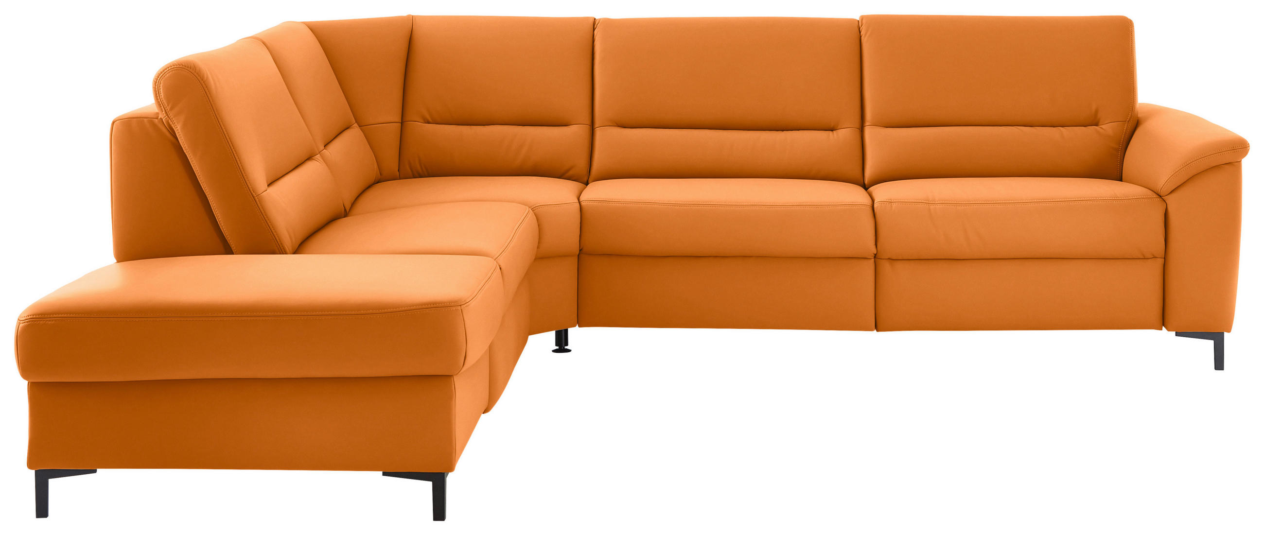 ECKSOFA  in Echtleder Orange  249/290 cm  - Schwarz/Orange, KONVENTIONELL, Leder/Metall (249/290cm) - Beldomo Premium