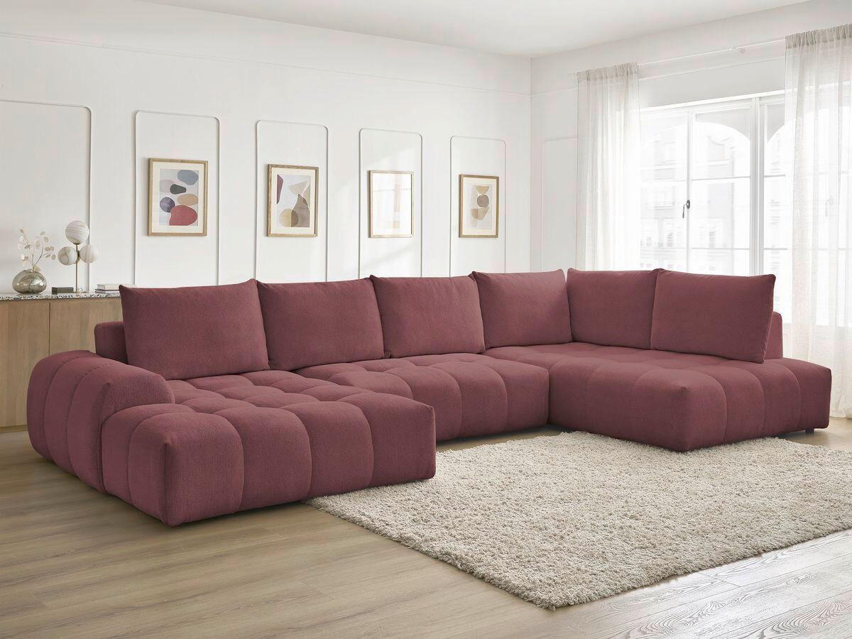 ECKSCHLAFSOFA EVEREST  mit Rücken echt, Armteil links, Armteil rechts Flachgewebe Rot  - Rot/Schwarz, MODERN, Kunststoff/Textil (198/423/212cm)