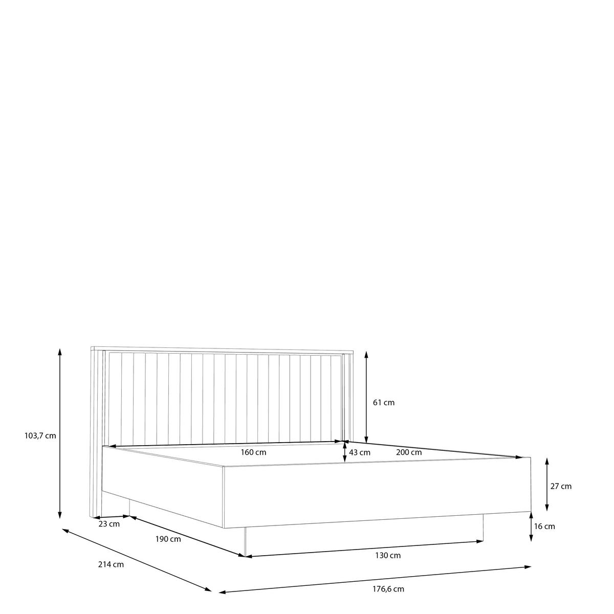 Pat 160x200 Cm, 160/200 cm, culoare lemn stejar, nisipiu - culoare lemn stejar/nisipiu, Modern, plastic/metal (160/200cm) - Voleo