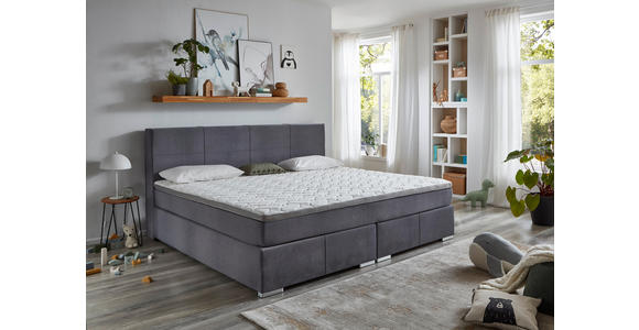 BOXSPRINGBETT 240/200 cm  in Grau  - Chromfarben/Grau, KONVENTIONELL, Holz/Kunststoff (240/200cm) - Carryhome