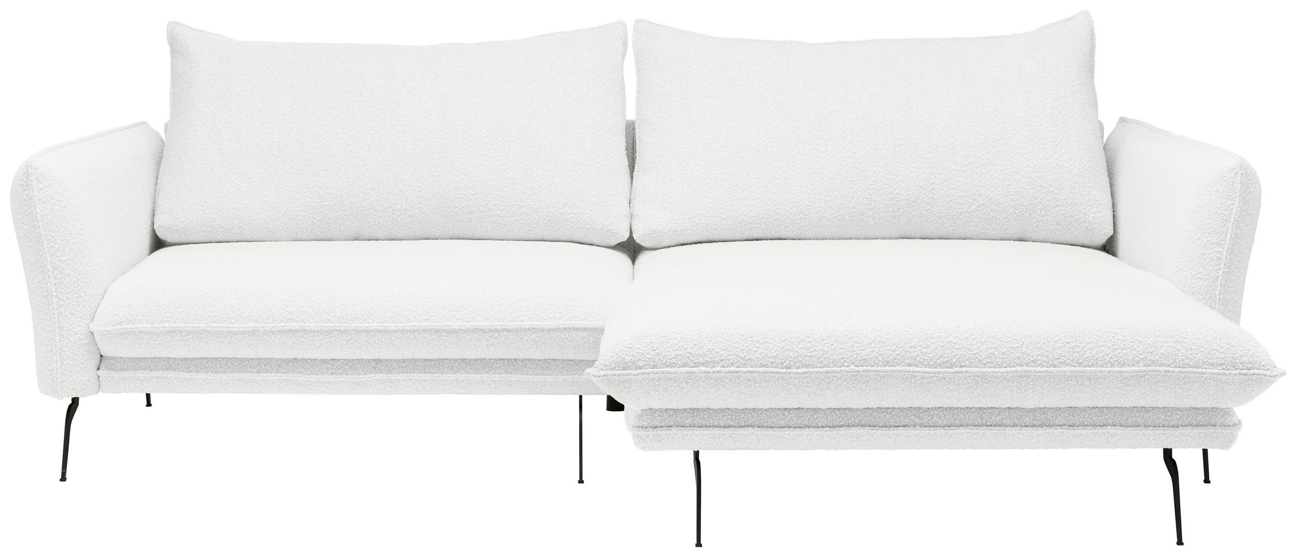 ECKSOFA Weiß Bouclé  - Schwarz/Weiß, Design, Textil/Metall (277/182cm) - Stylife