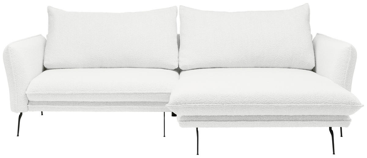 ECKSOFA Weiß Bouclé  - Schwarz/Weiß, Design, Textil/Metall (277/182cm) - Stylife