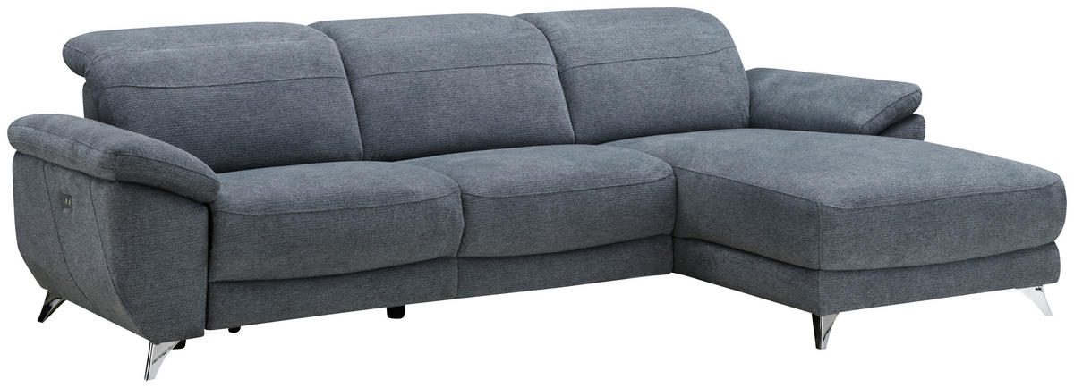 SEDEŽNA GARNITURA, struktura svetlo modra  - srebrne barve/svetlo modra, Design, tekstil (269/167cm) - Xora