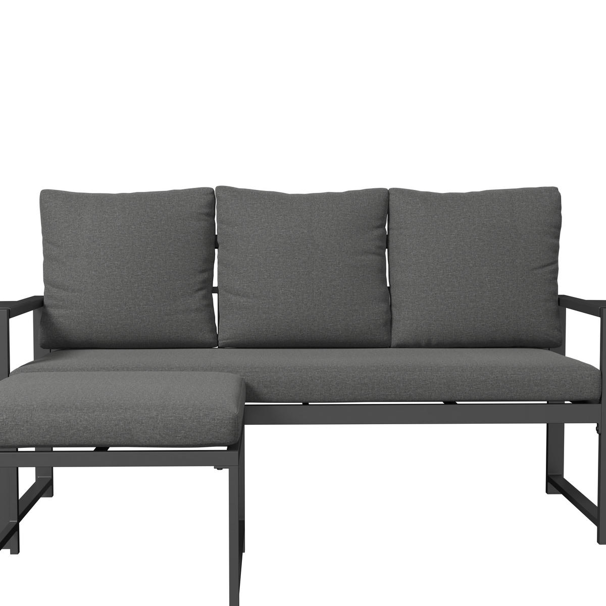 LOUNGEGARNITUR 2-teilig   191,5/81/67 cm Stahl  - Dunkelgrau, MODERN, Textil/Metall (191,5/81/67cm) - Ambia Garden