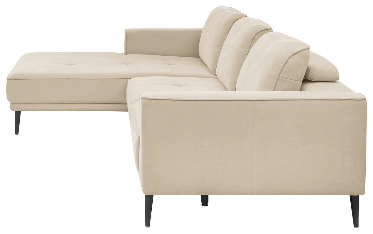 ECKSOFA Naturfarben Flachgewebe  - Schwarz/Naturfarben, KONVENTIONELL, Textil/Metall (193/279cm) - SetOne by Musterring