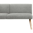 ECKBANK 172/218 cm Webstoff Hellgrau Eiche vollmassiv   - Eichefarben/Hellgrau, KONVENTIONELL, Holz/Textil (172/218cm) - Linea Natura