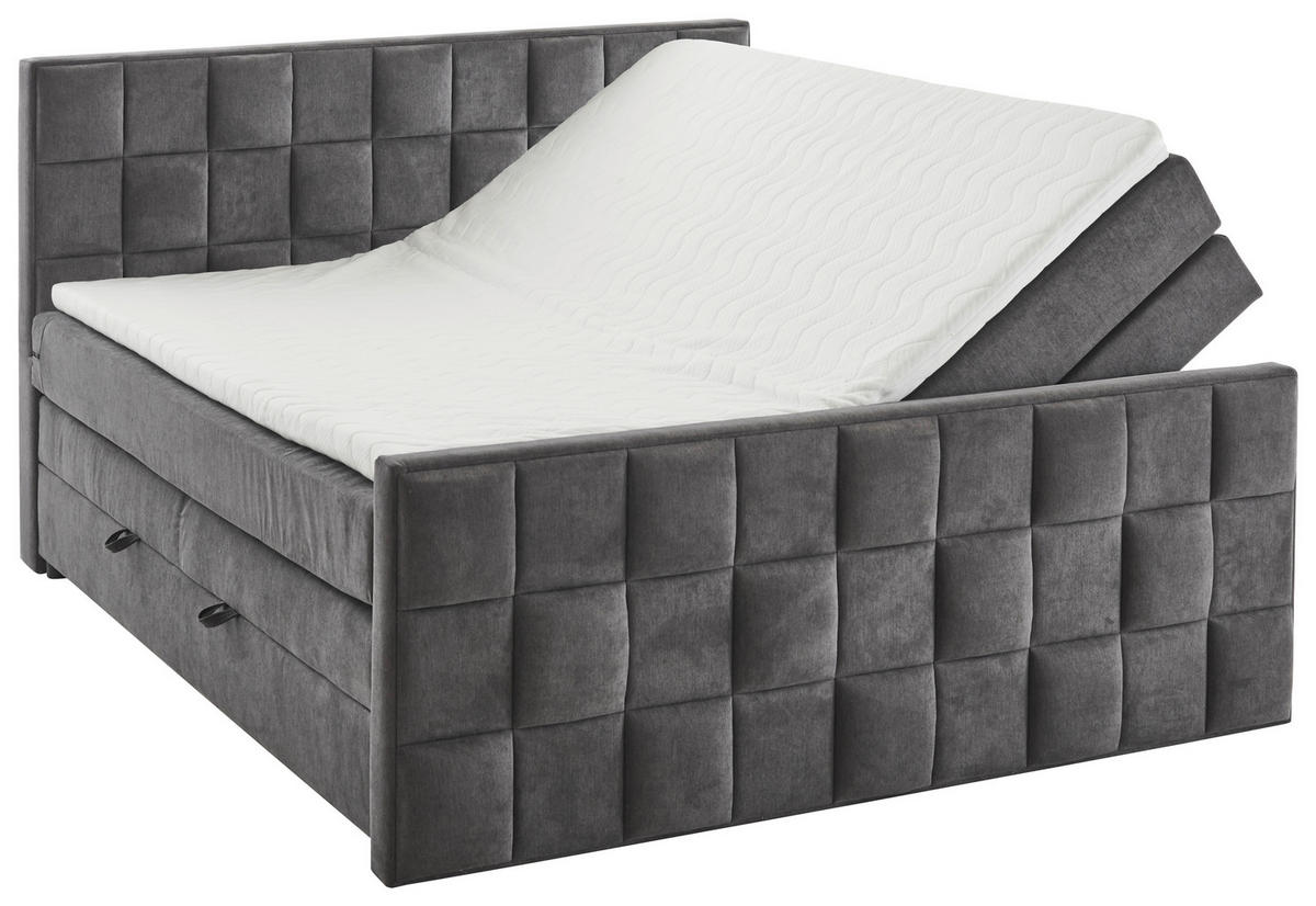 BOXSPRINGBETT 160/200 cm  in Grau  - Grau, MODERN, Kunststoff/Textil (160/200cm) - MID.YOU