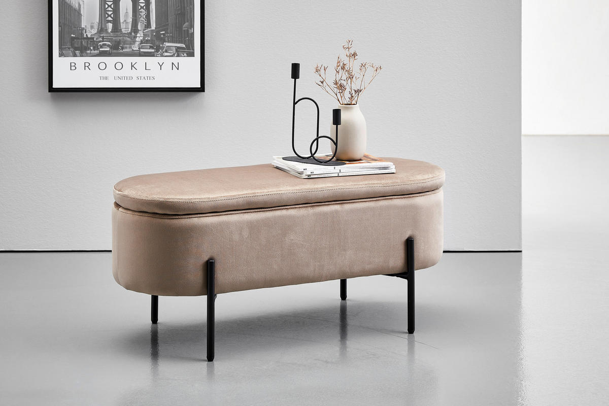KLOP S SKRINJO   - črna/sivorjava, Moderno, kovina/tekstil (95/43/36cm) - Carryhome