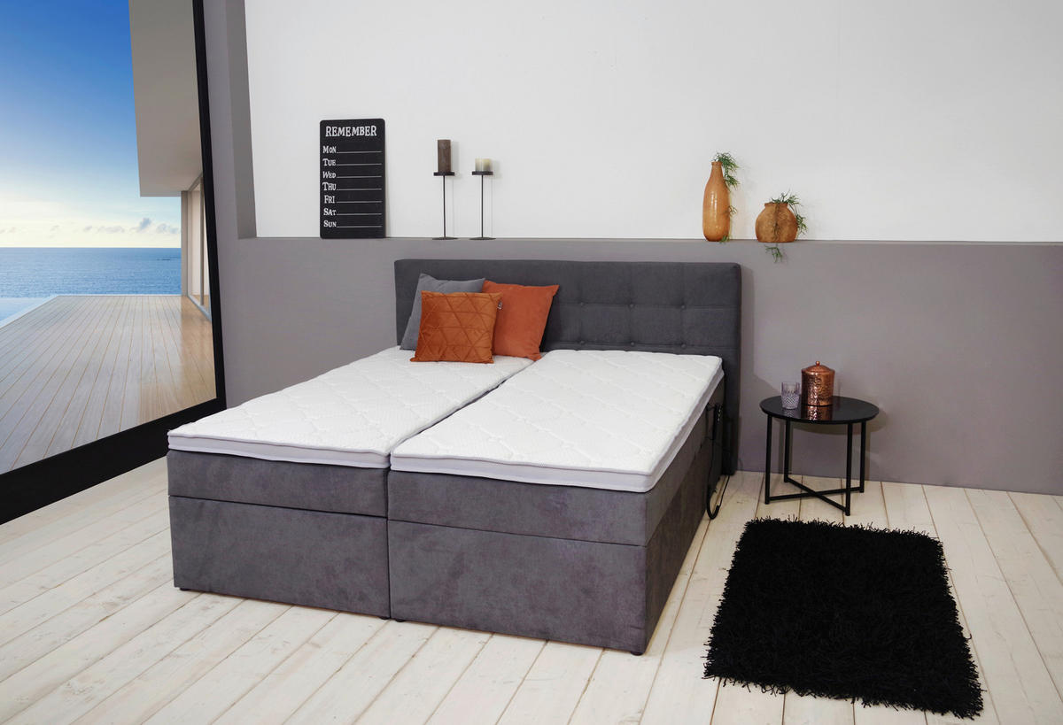 BOXBETT 180/200 cm  in Anthrazit  - Anthrazit/Schwarz, KONVENTIONELL, Kunststoff/Textil (180/200cm) - Carryhome