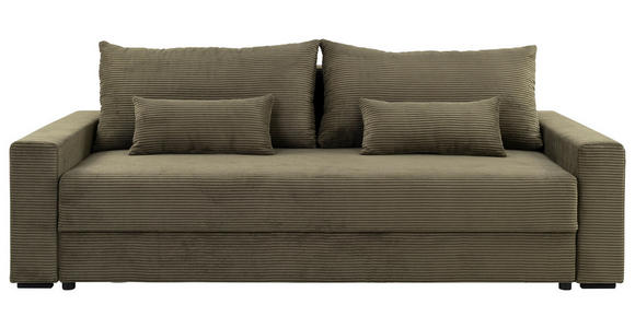 SCHLAFSOFA in Cord Olivgrün  - Schwarz/Olivgrün, KONVENTIONELL, Kunststoff/Textil (233/92/108cm) - Carryhome