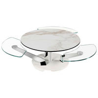 COUCHTISCH in Metall, Glas, Keramik 132-85/125/40 cm  - Chromfarben/Weiß, Design, Glas/Keramik (132-85/125/40cm) - Naos