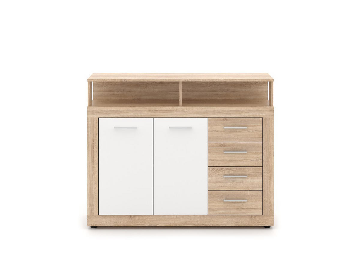 KOMMODE  in 119,5/96,8/32 cm  - Silberfarben/Schwarz, Design, Holzwerkstoff/Kunststoff (119,5/96,8/32cm) - MID.YOU