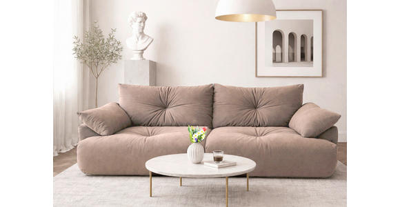 BIGSOFA Webstoff Beige  - Beige/Schwarz, KONVENTIONELL, Kunststoff/Textil (243/90,5/130cm) - Ambia Home