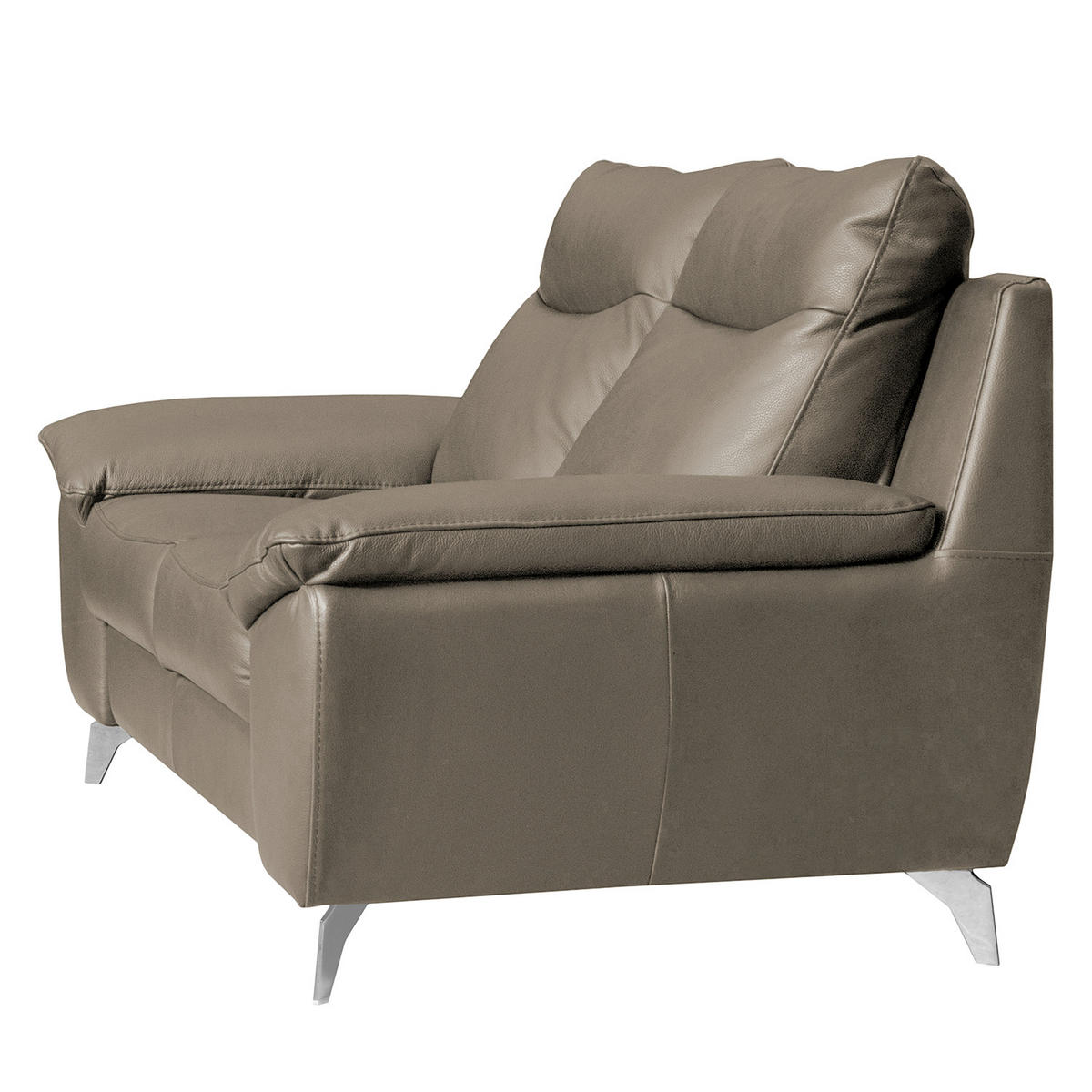 2,5-SITZER 216/95/96 cm PERLE in Echtleder Taupe   - Taupe/Chromfarben, Design, Leder/Metall (216/95/96cm) - Livetastic