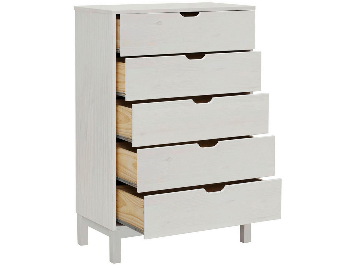 KOMMODE POZNAN, 76/113/39 cm, 5 Schublade(n)  - Weiß, Design, Holz (76/113/39cm) - Livetastic