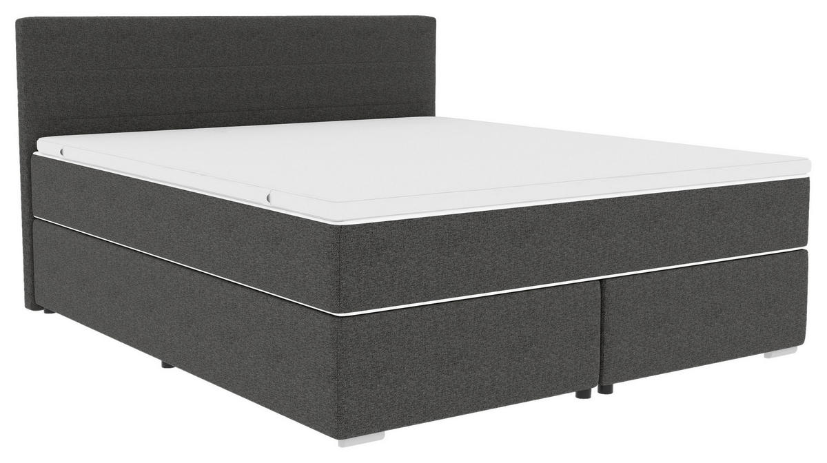 BOXSPRINGBETT 180/200 cm  in Anthrazit  - Chromfarben/Anthrazit, KONVENTIONELL, Kunststoff/Textil (180/200cm) - Boxxx